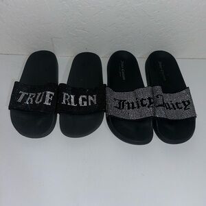 Juicy Couture women’s Black and Silver Slide Sandals